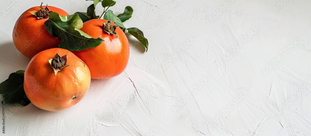 Poster persimmon displayed on a clean white backdrop with copy space image.