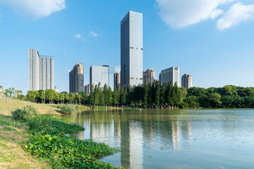 Lakeside modern office building in China