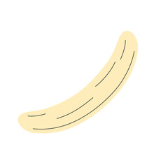 Peeled banana without peel. Hand drawn tropical raw ripe fruit in doodle style