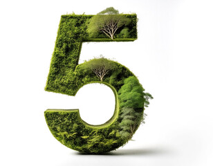 5 digit made from grass, trees and rivers. Environment Day