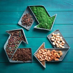Materials made from food waste concept