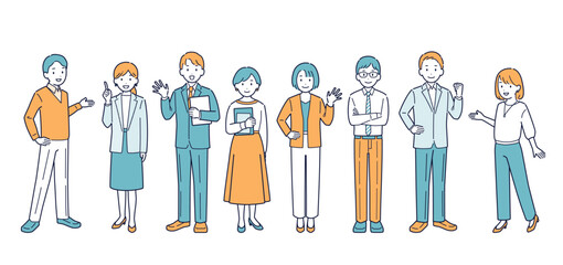 ビジネスマンとビジネスウーマンの全身イラスト＿セット