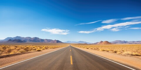 Empty Road Through Desert Landscape