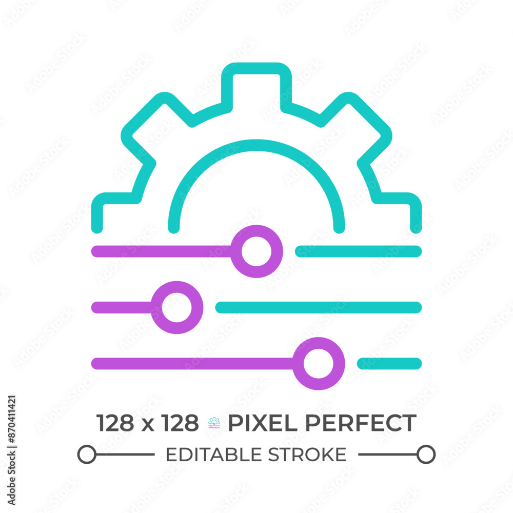Poster adjustment two color line icon. personal changes. system regulation. switch level. customization and