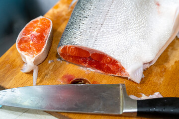 A tantalizing series showcasing the delicate art of preparing and presenting salmon sashimi