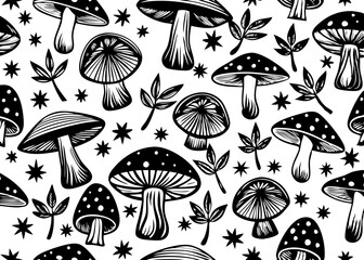 seamless pattern design from mushrooms for tumbler laser