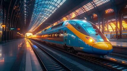 Modern High-Speed Train at a Station - Generative AI