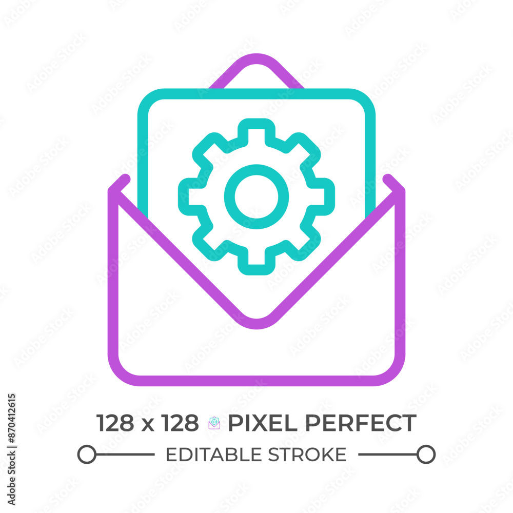 Poster email settings two color line icon. electronic mail configuration. mailbox setup. digital communicat