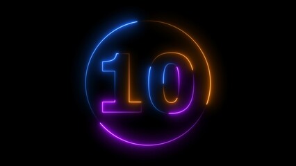 Neon digital number ten with alpha channel, neon sign pink and blue color illustration.

