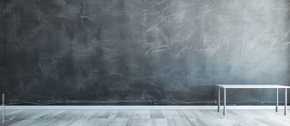 Aufkleber school classroom with a white table placed in front of a blackboard, suitable for a copy space image