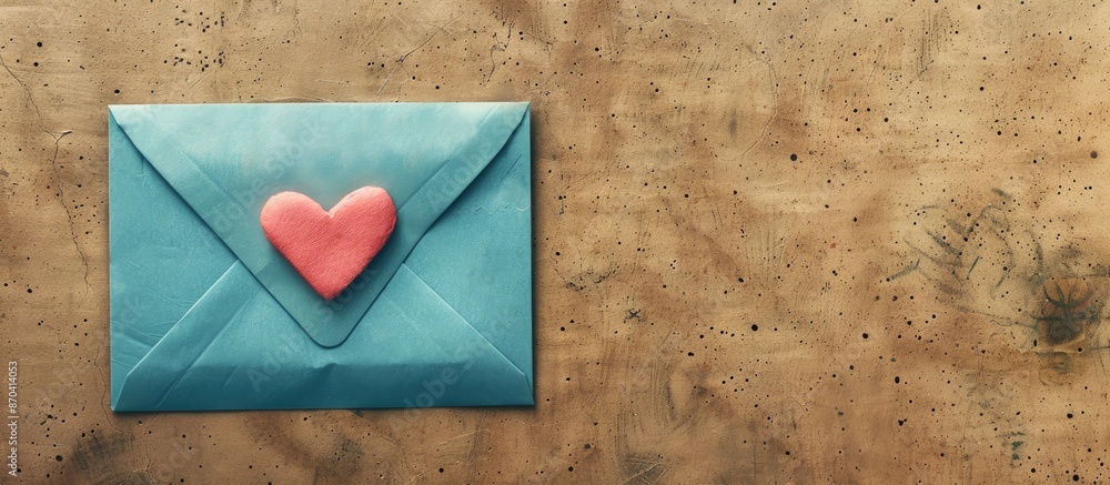 Poster valentine's day minimal concept featuring a blue letter with a pink heart in a cartoon style on a ca