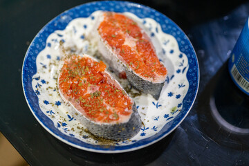 A tantalizing series showcasing the delicate art of preparing and presenting salmon sashimi