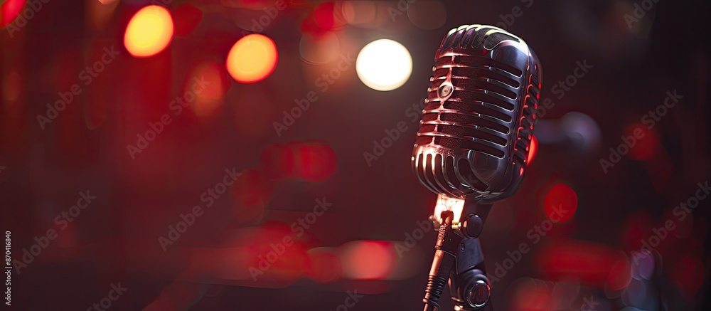 Poster a backdrop featuring a high-quality microphone with available copy space image.