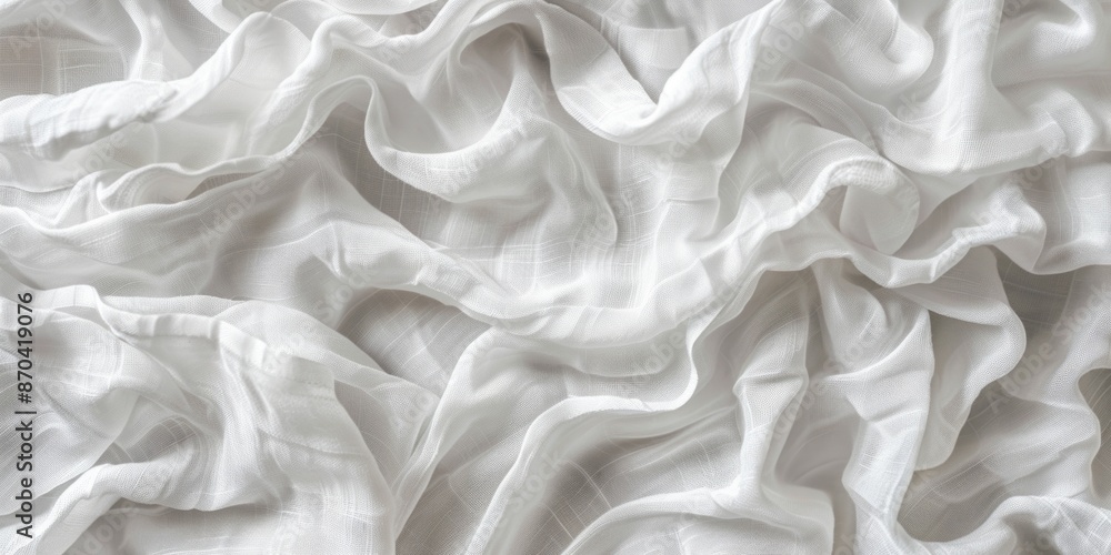 Poster a white fabric with a pattern of white lines. the fabric is very thin and has a very smooth texture