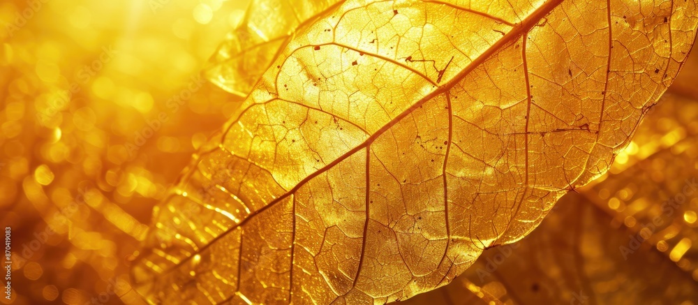 Aufkleber background with a gleaming gold foil texture resembling a shiny yellow leaf, perfect for a copy spac