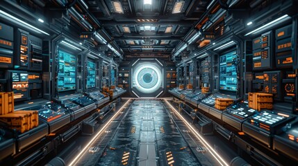 Futuristic Control Room with Advanced Technology - Generative AI