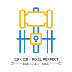 Sentencing two color line icon. Law court verdict. Crime punishment decision. Legal regulation process bicolor outline symbol. Duotone linear pictogram. Isolated illustration. Editable stroke