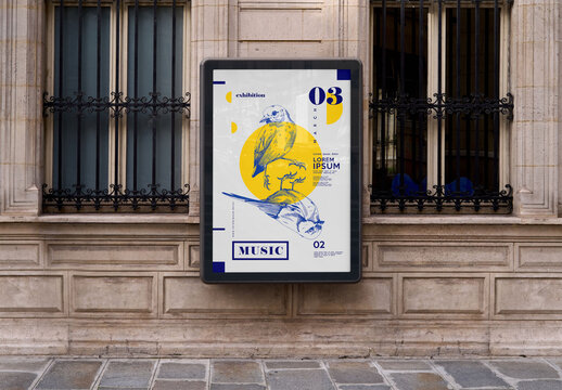 Mockup Of Building With Customizable Poster Outside