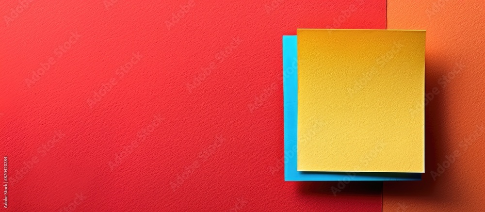 Poster a colored paper note with a blank area for an image. copy space image. place for adding text and des