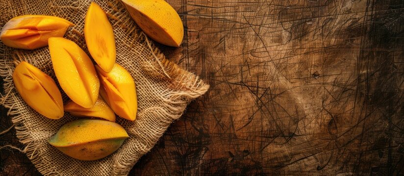 Dry mango placed against a backdrop with copy space image.