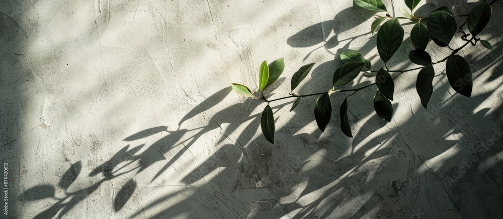 Canvas Prints a plant's shadow against a grey backdrop provides ample copy space image.