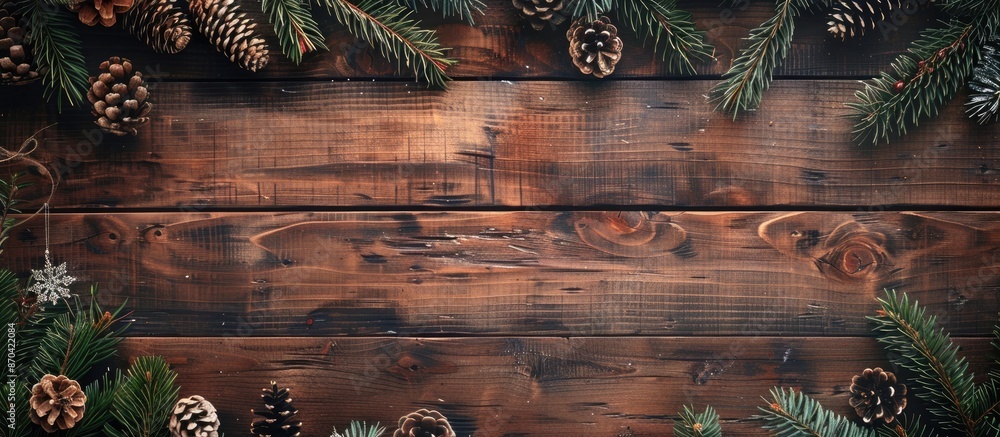 Poster rustic christmas background with wooden planks for text in copy space image.