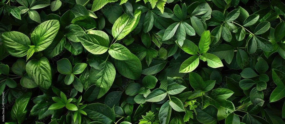 Poster lush green leaves create a natural background with a textured surface, ideal for a copy space image.
