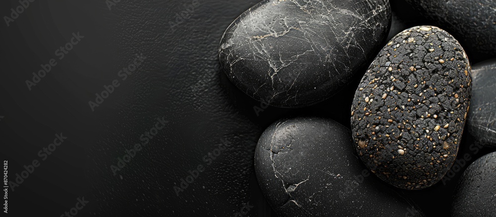 Poster abstract black background with a stone-themed copy space image.
