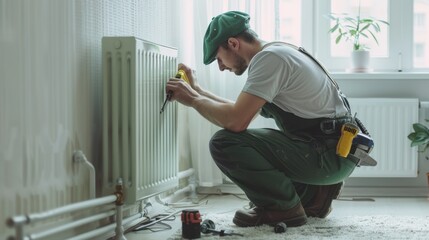 The Technician Fixing Radiator