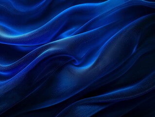 Obraz premium Smooth, flowing blue silk fabric with rich texture and deep colour, creating an elegant and luxurious visual.