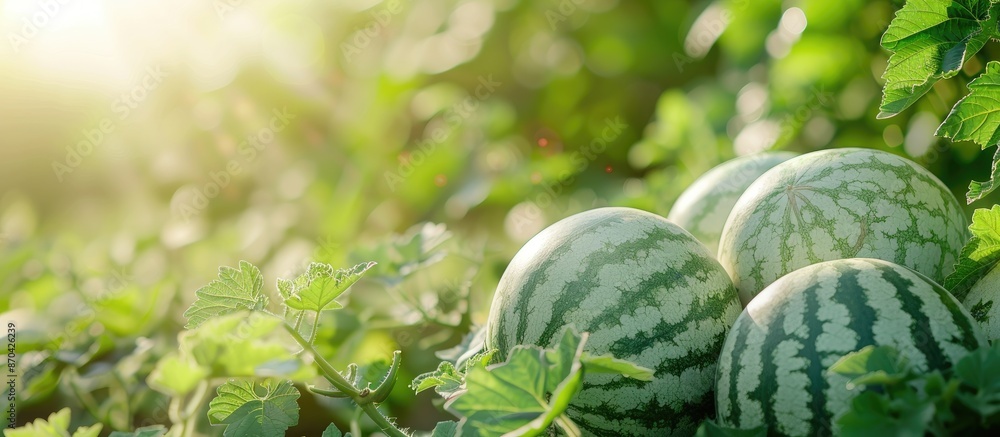 Canvas Prints Farm-grown white watermelon set against a blurred background, featuring a focused image with ample copy space for text integration.