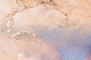 Abstract Watercolor Swirls in Soft Peach and Lavender Hues