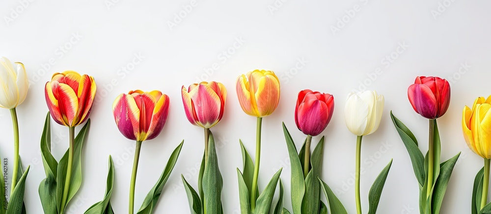 Aufkleber tulips displayed on a white backdrop with copy space image.