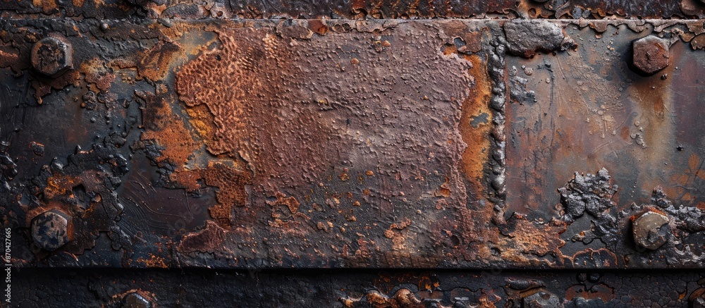 Poster old iron plate with rust, perfect as a background for copy space image.