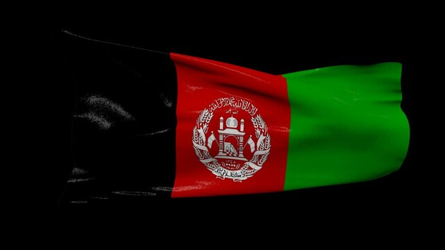 afghanistan flag  waving in the wind transparent background 4K resolution	