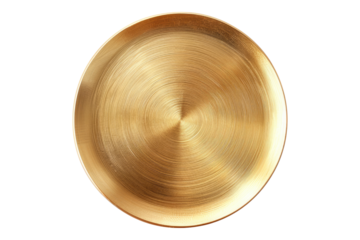Round golden plate isolated on transparent background