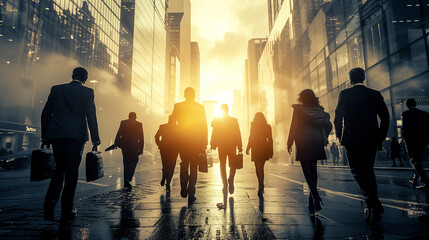 Grayscale Photo of Business-Suited Financial Professionals Walking Down the Street Engaging in Discussions, Evoking the Passion and Competition of the Finance Industry