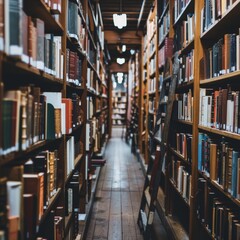 Focused Library Shelves in a Modern Setting
