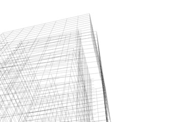 Modern architecture building vector 3d drawing