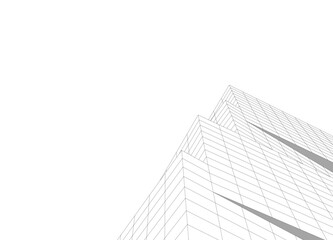 Fototapeta premium Modern architecture building vector 3d drawing