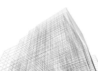 Modern architecture building vector 3d drawing