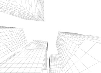 Fototapeta premium Modern architecture building vector 3d drawing