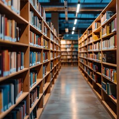 Focused Library Shelves in a Modern Setting