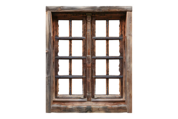 Obraz premium Wooden window isolated on transparent background