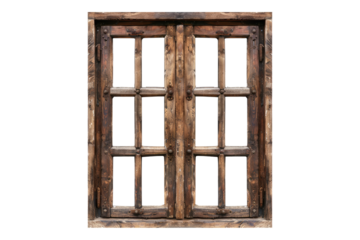 Wooden window isolated on transparent background