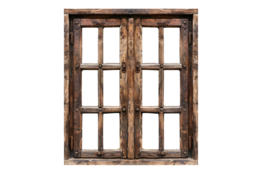 Wooden window isolated on transparent background