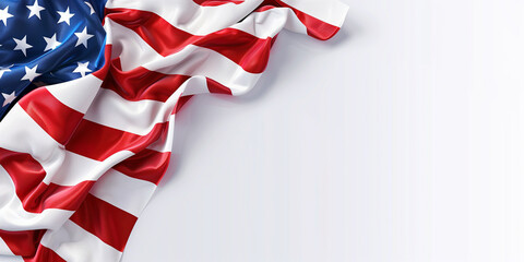 Fototapeta premium Celebrate Memorial Day, Independence Day! Closed for the Holidays. Banner with Copy Space, USA American Flag Elements