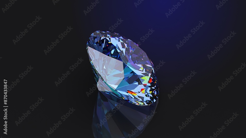 Poster 3d rendering of a sparkling diamond with dark background