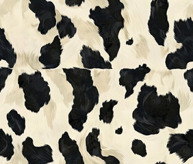 Close-up of black and white cow print pattern