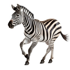 Fototapeta premium zebra running isolated on white